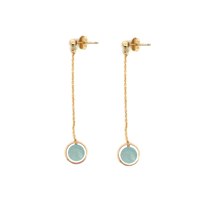halo birthstone chain drop earrings