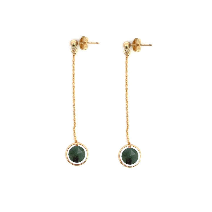 halo birthstone chain drop earrings