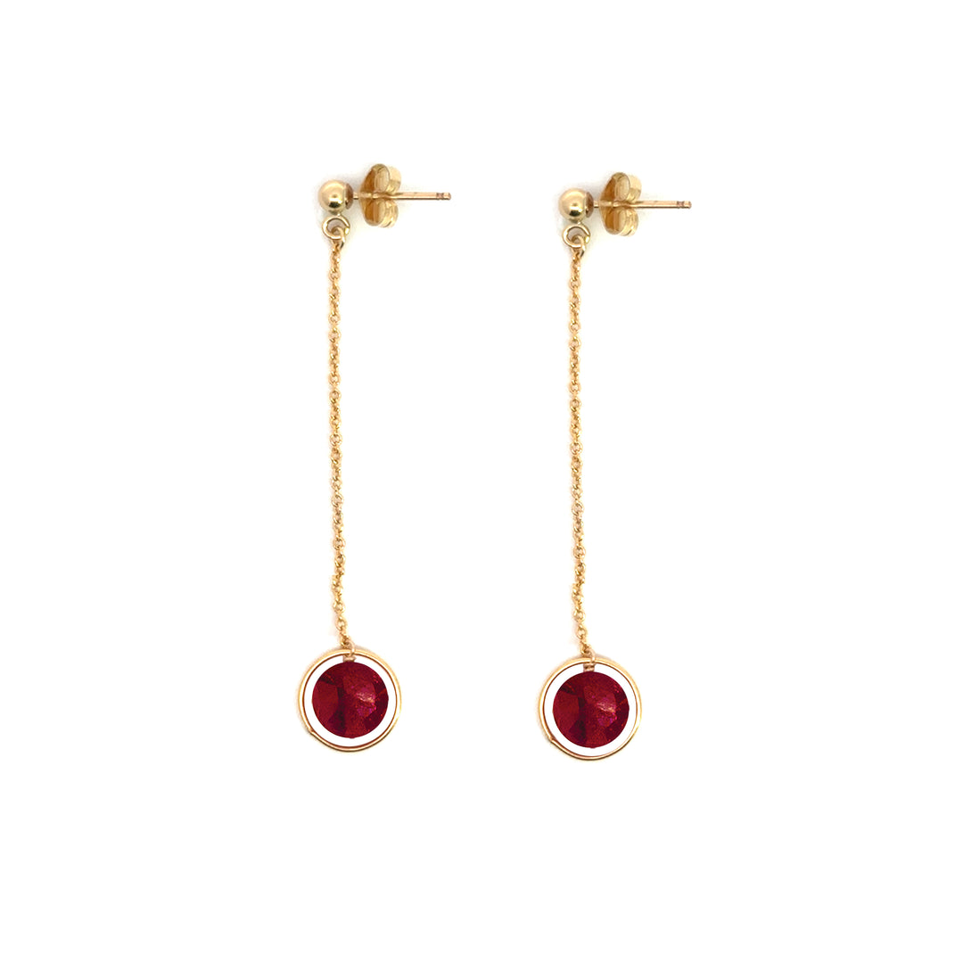 halo birthstone chain drop earrings