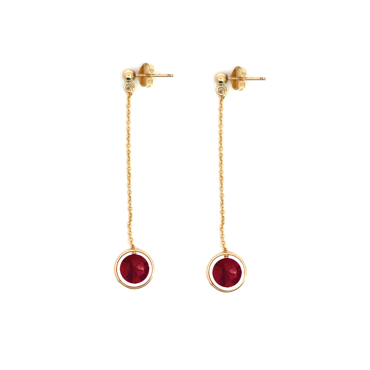 halo birthstone chain drop earrings