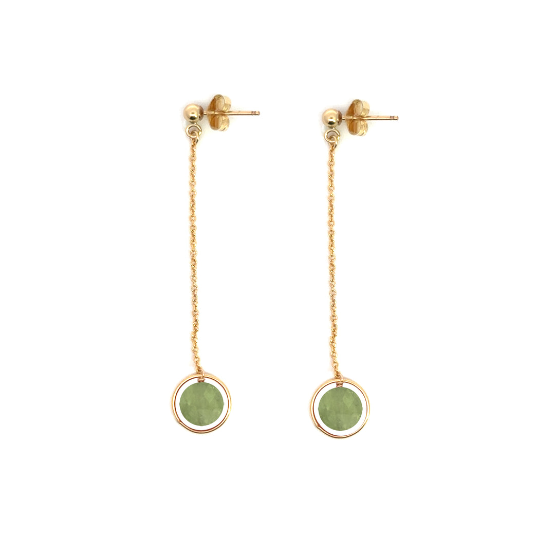 halo birthstone chain drop earrings