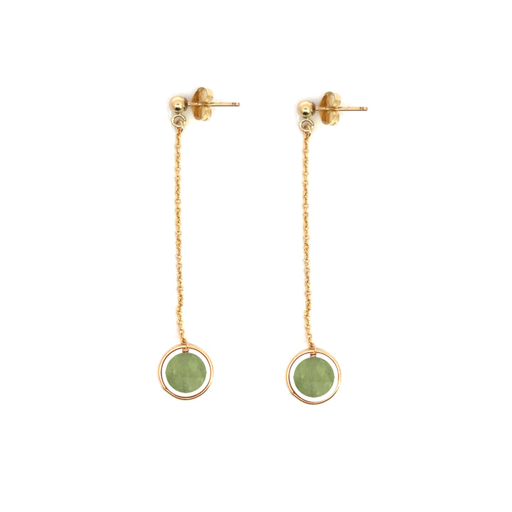 halo birthstone chain drop earrings