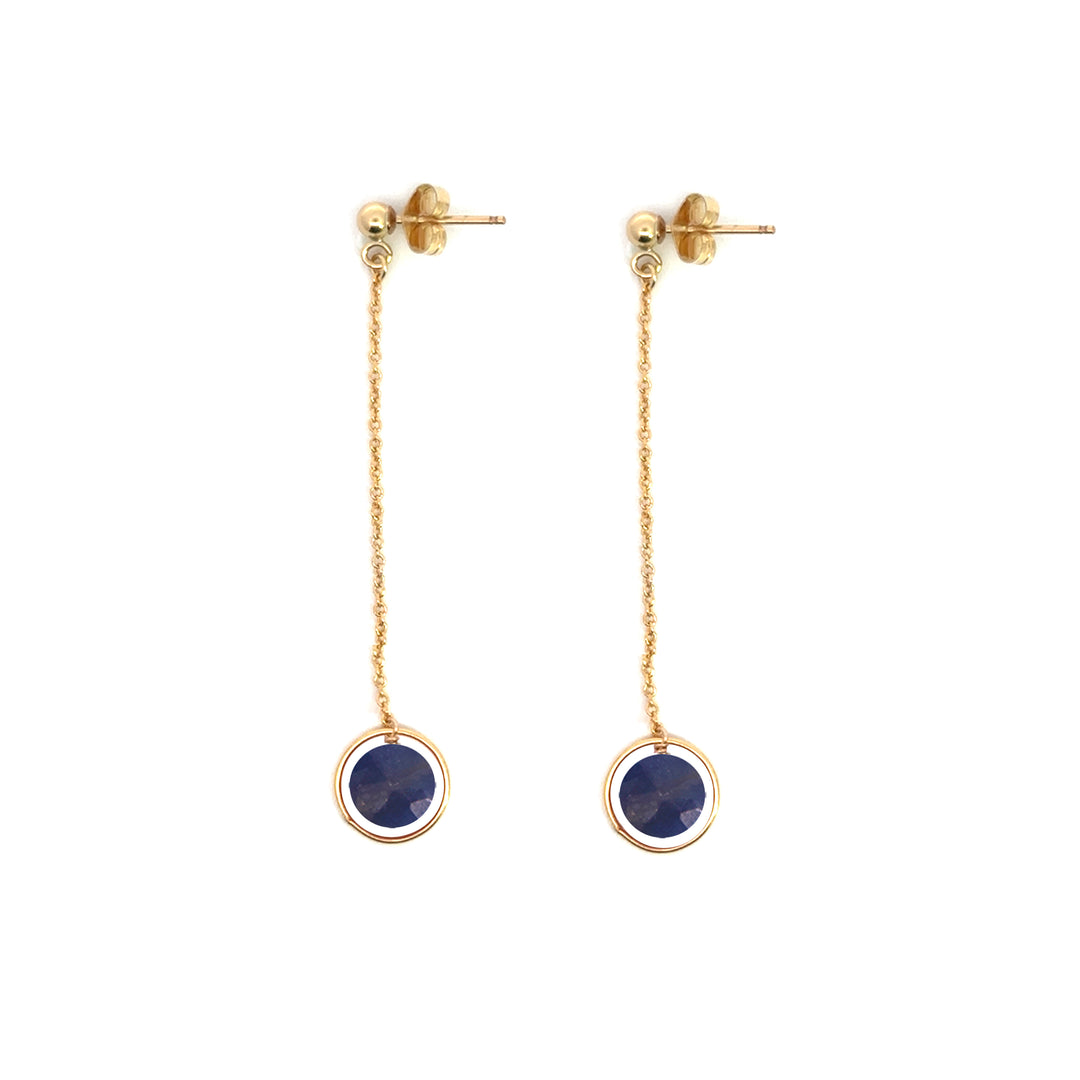 halo birthstone chain drop earrings
