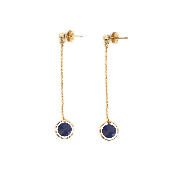 halo birthstone chain drop earrings