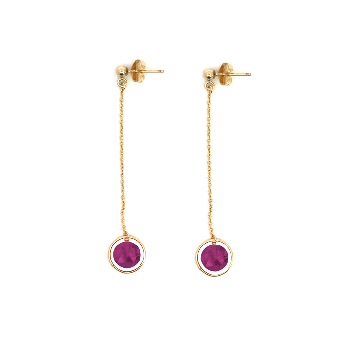 halo birthstone chain drop earrings