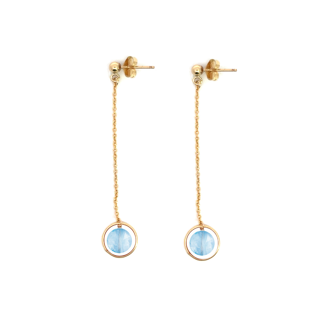 halo birthstone chain drop earrings