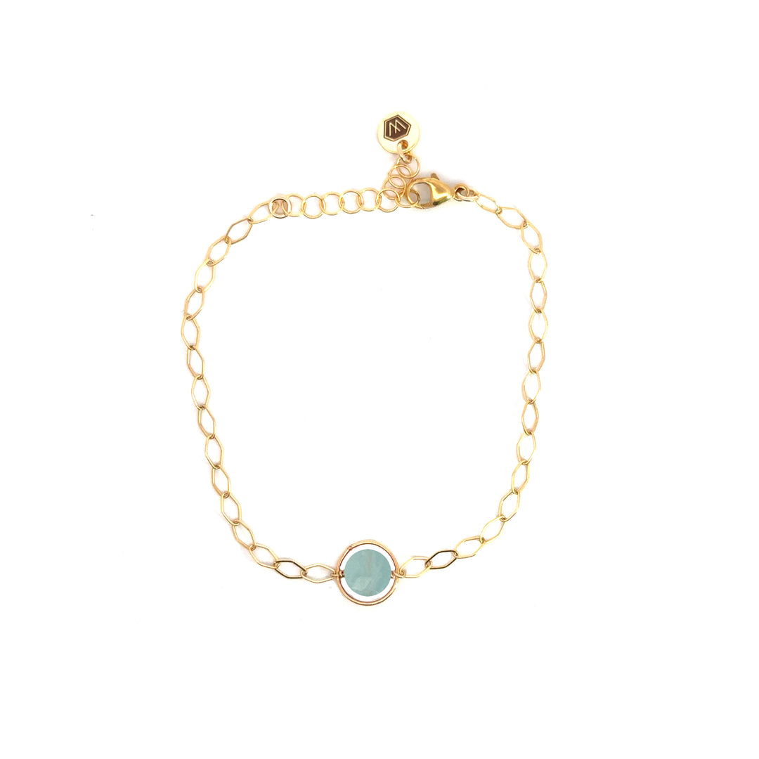 halo birthstone marquise link bracelet