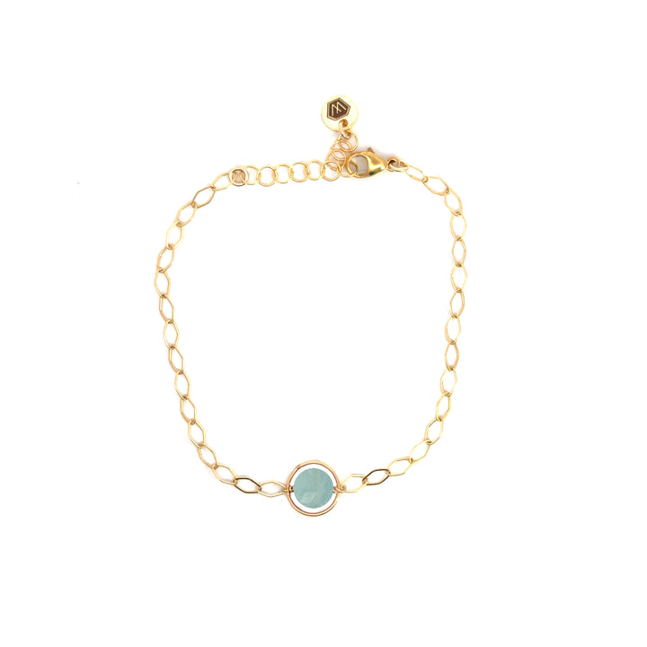 halo birthstone marquise link bracelet
