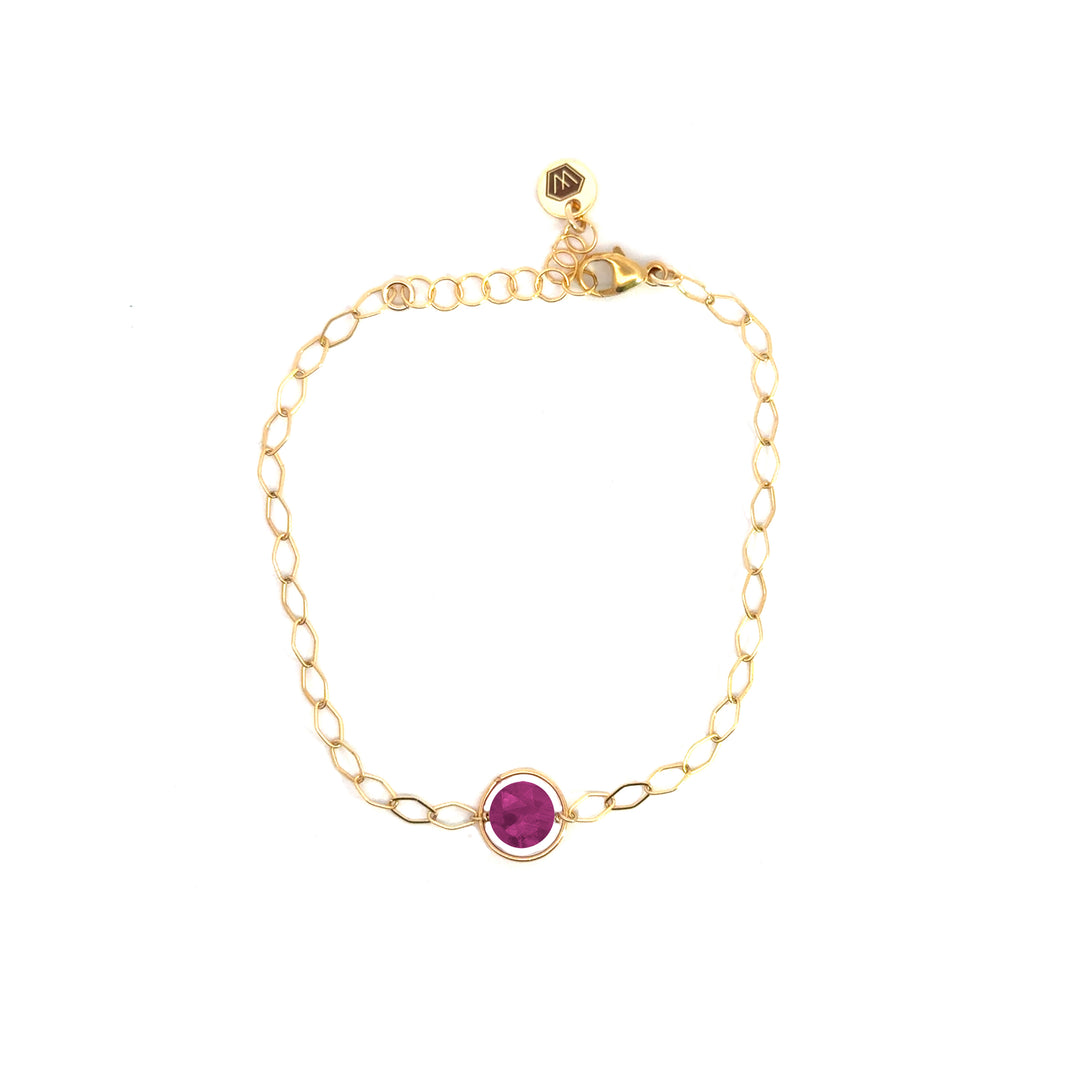 halo birthstone marquise link bracelet