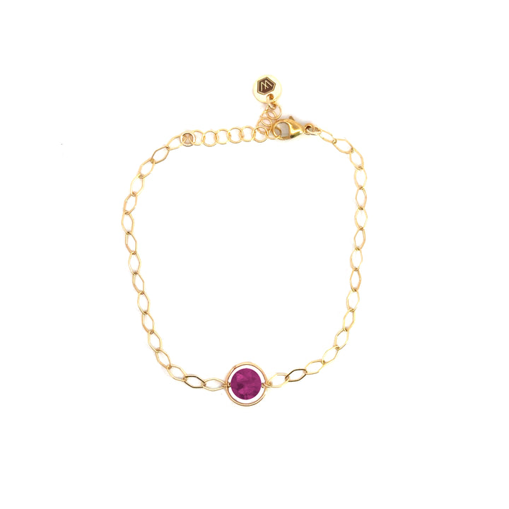halo birthstone marquise link bracelet