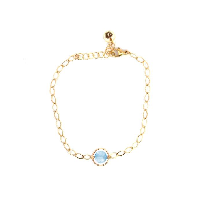halo birthstone marquise link bracelet