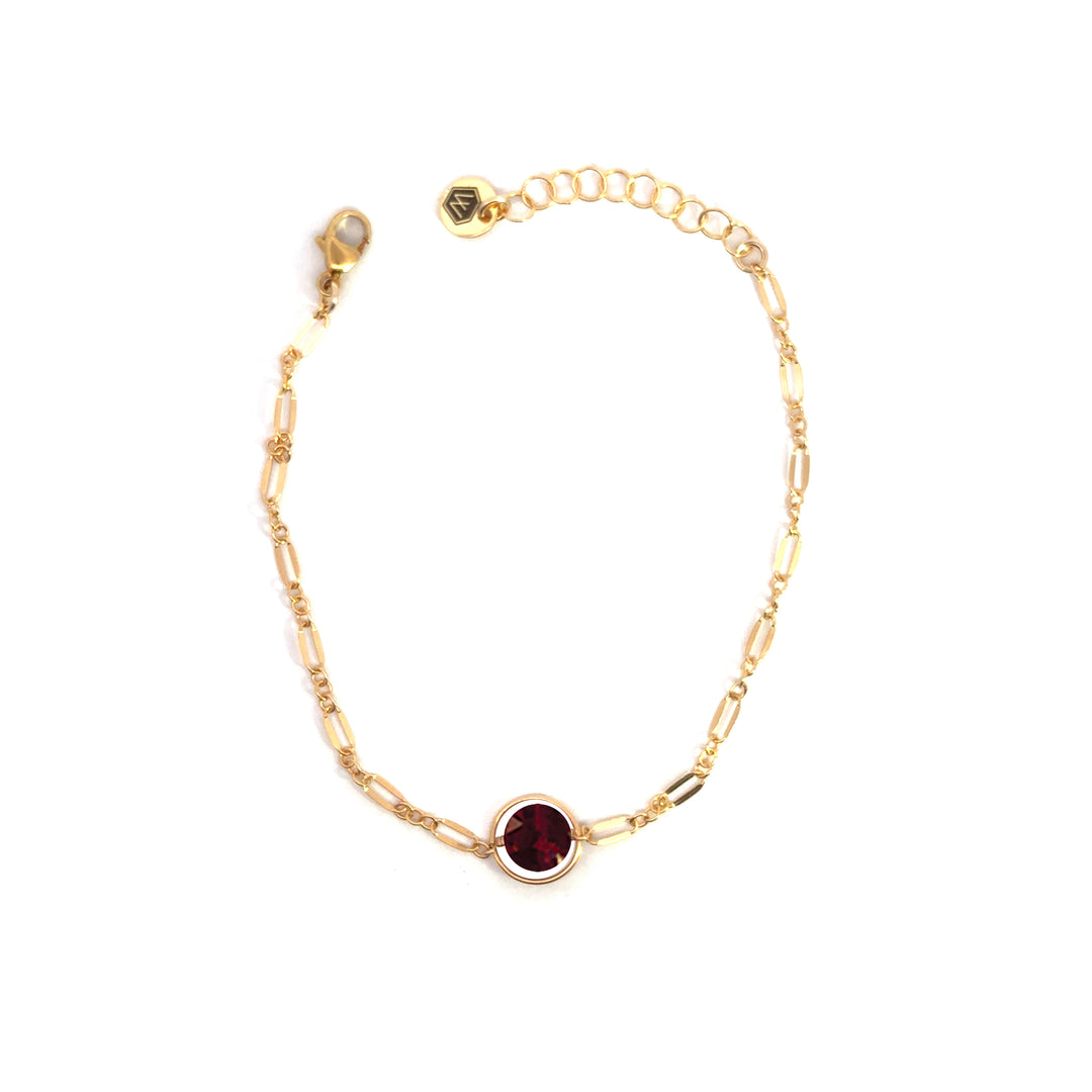 halo birthstone shimmer link bracelet