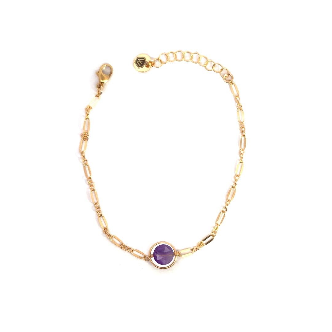 halo birthstone shimmer link bracelet