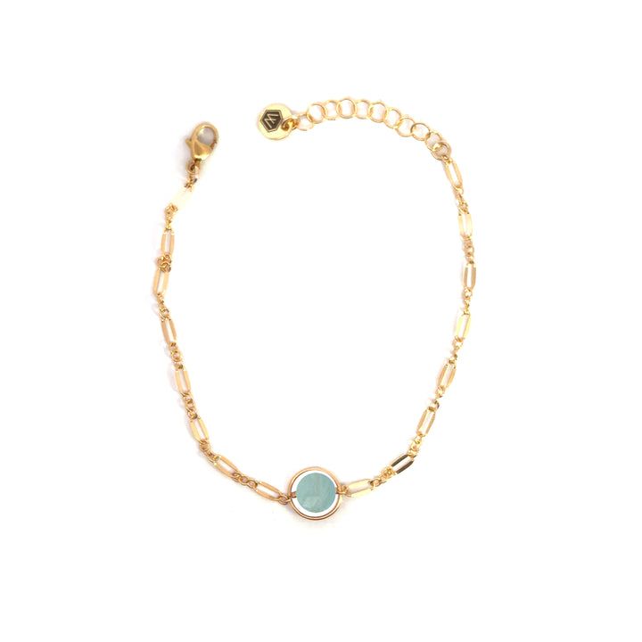 halo birthstone shimmer link bracelet