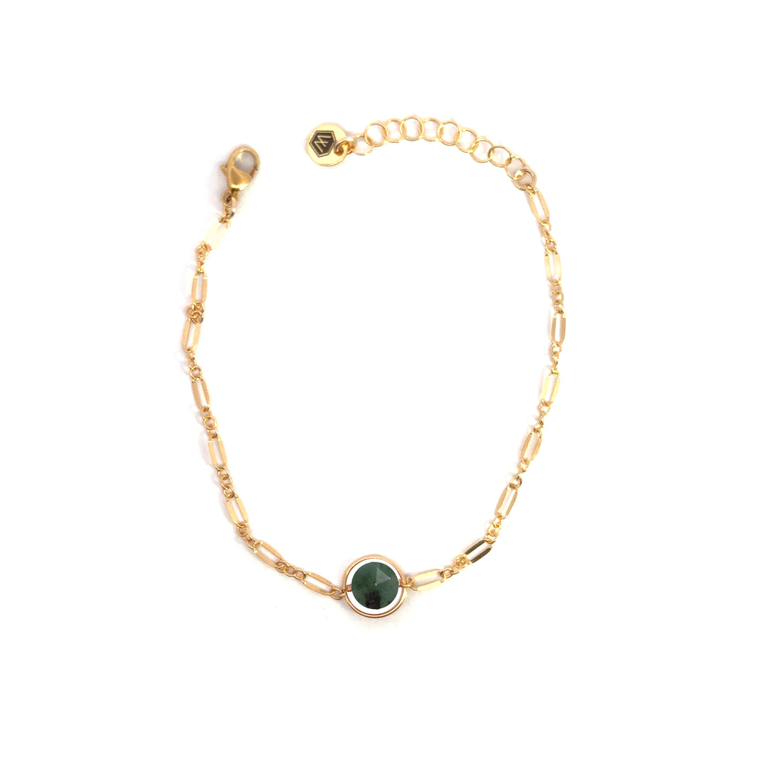 halo birthstone shimmer link bracelet