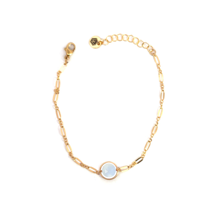 halo birthstone shimmer link bracelet
