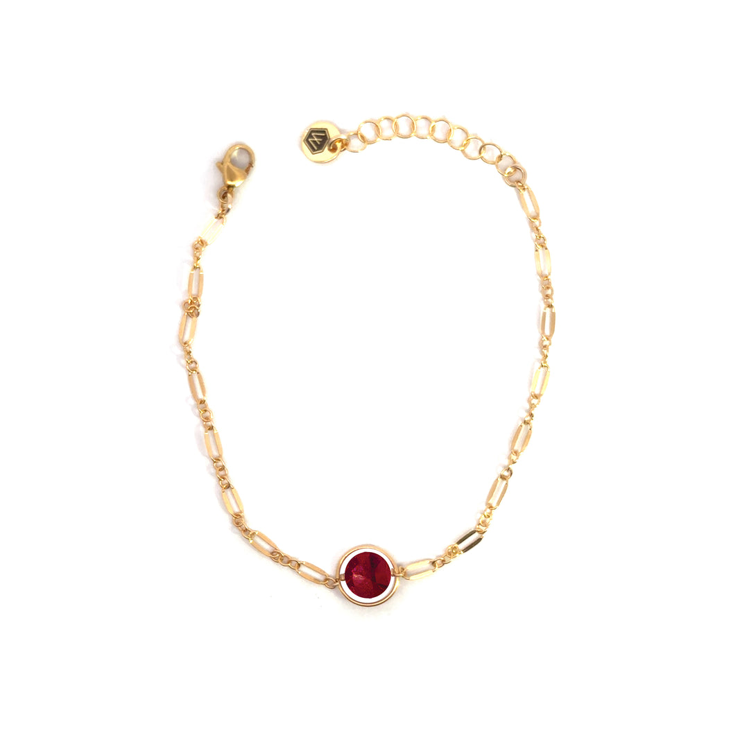 halo birthstone shimmer link bracelet