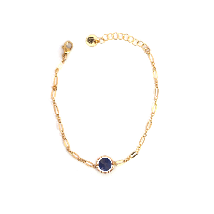 halo birthstone shimmer link bracelet