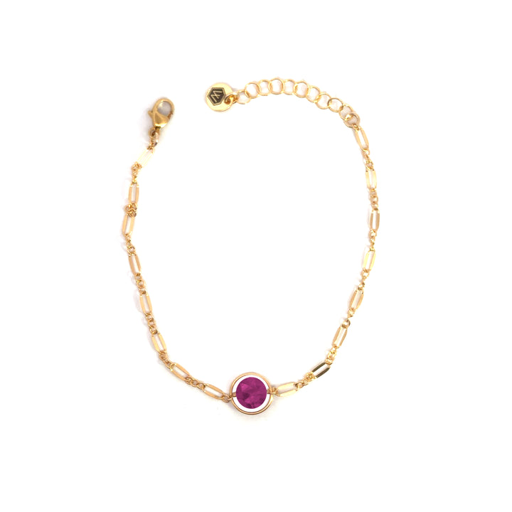 halo birthstone shimmer link bracelet