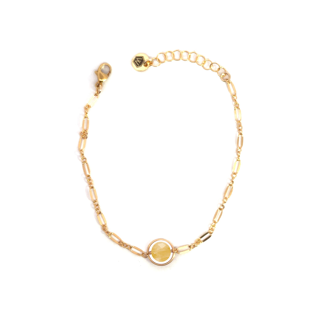 halo birthstone shimmer link bracelet