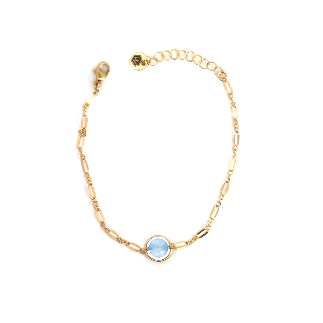 halo birthstone shimmer link bracelet