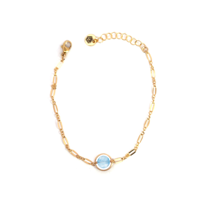 halo birthstone shimmer link bracelet