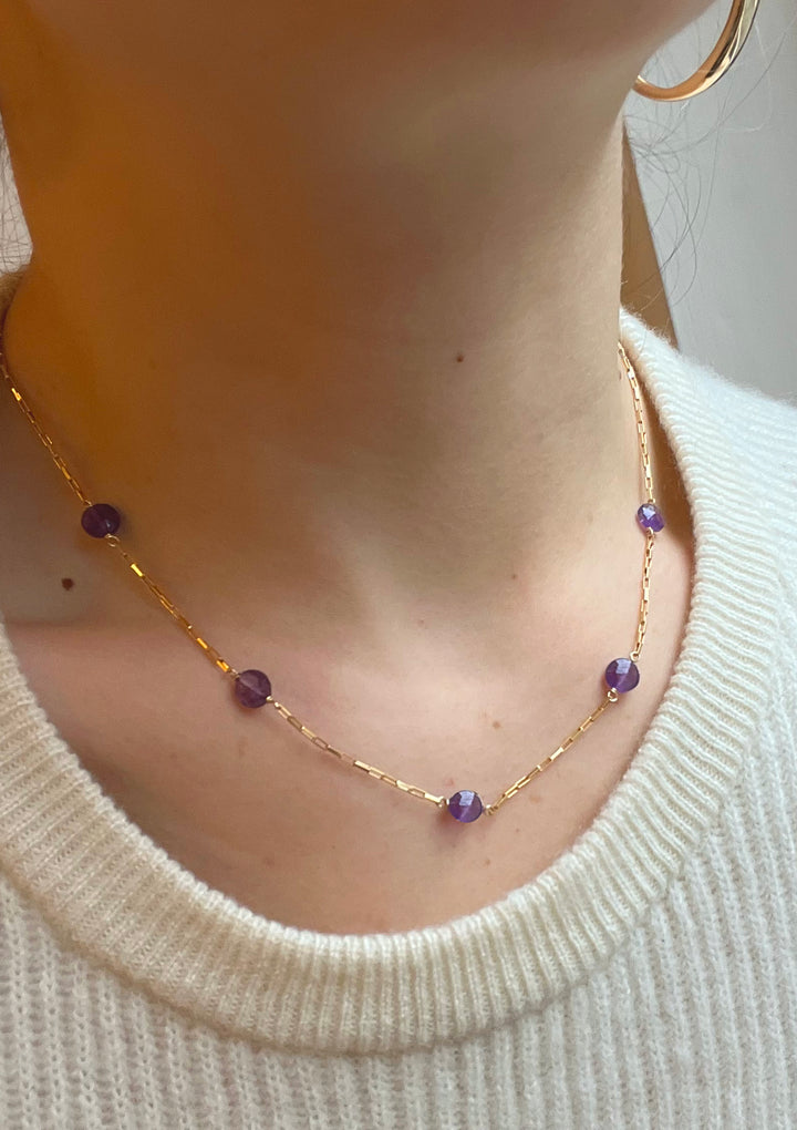 L'amethyste five-station natural amethyst necklace - workshopunderground.com