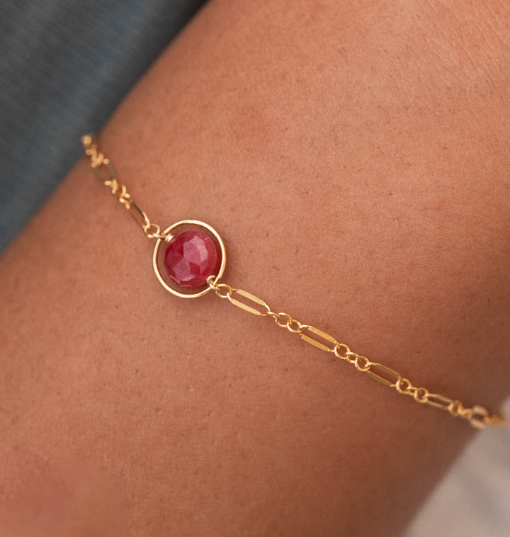 halo birthstone shimmer link bracelet