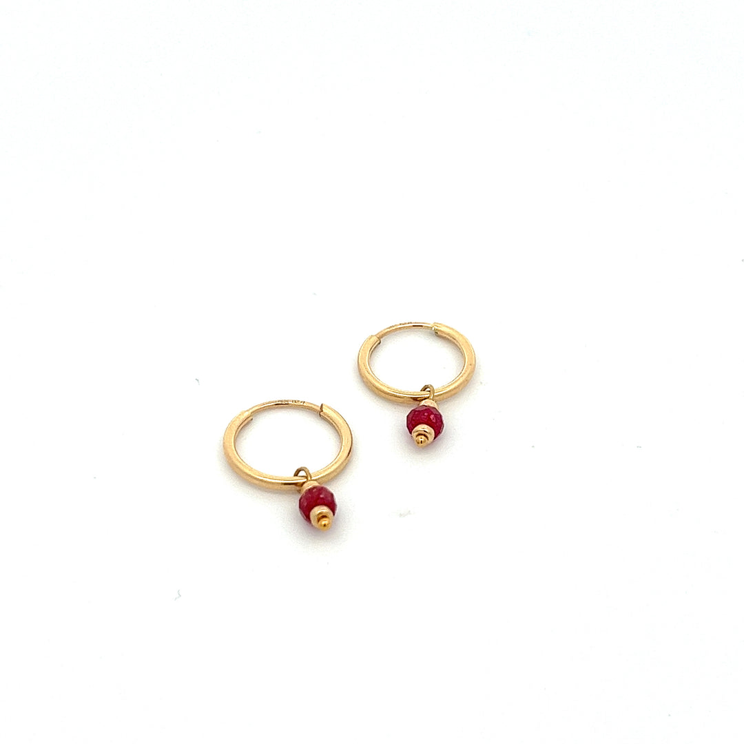 silk road - ruby dangle hoop earrings - workshopunderground.com
