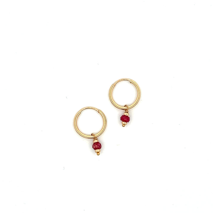 silk road - ruby dangle hoop earrings - workshopunderground.com