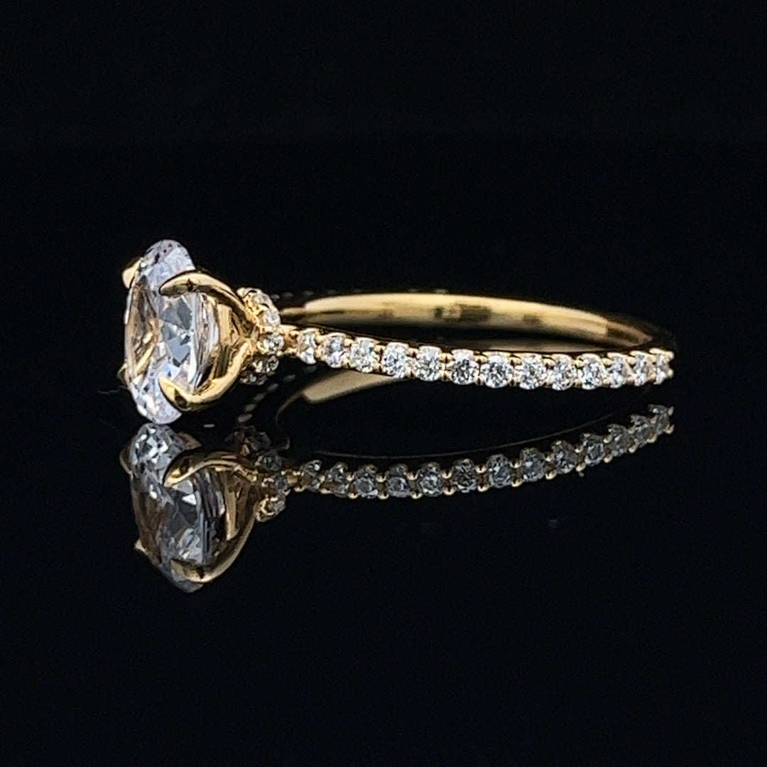 1 1/2 ctw oval diamond engagement ring with pave accents & hidden collar - workshopunderground.com