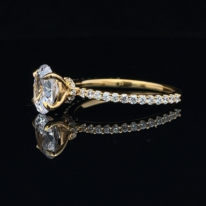 1 1/2 ctw oval diamond engagement ring with pave accents & hidden collar - workshopunderground.com