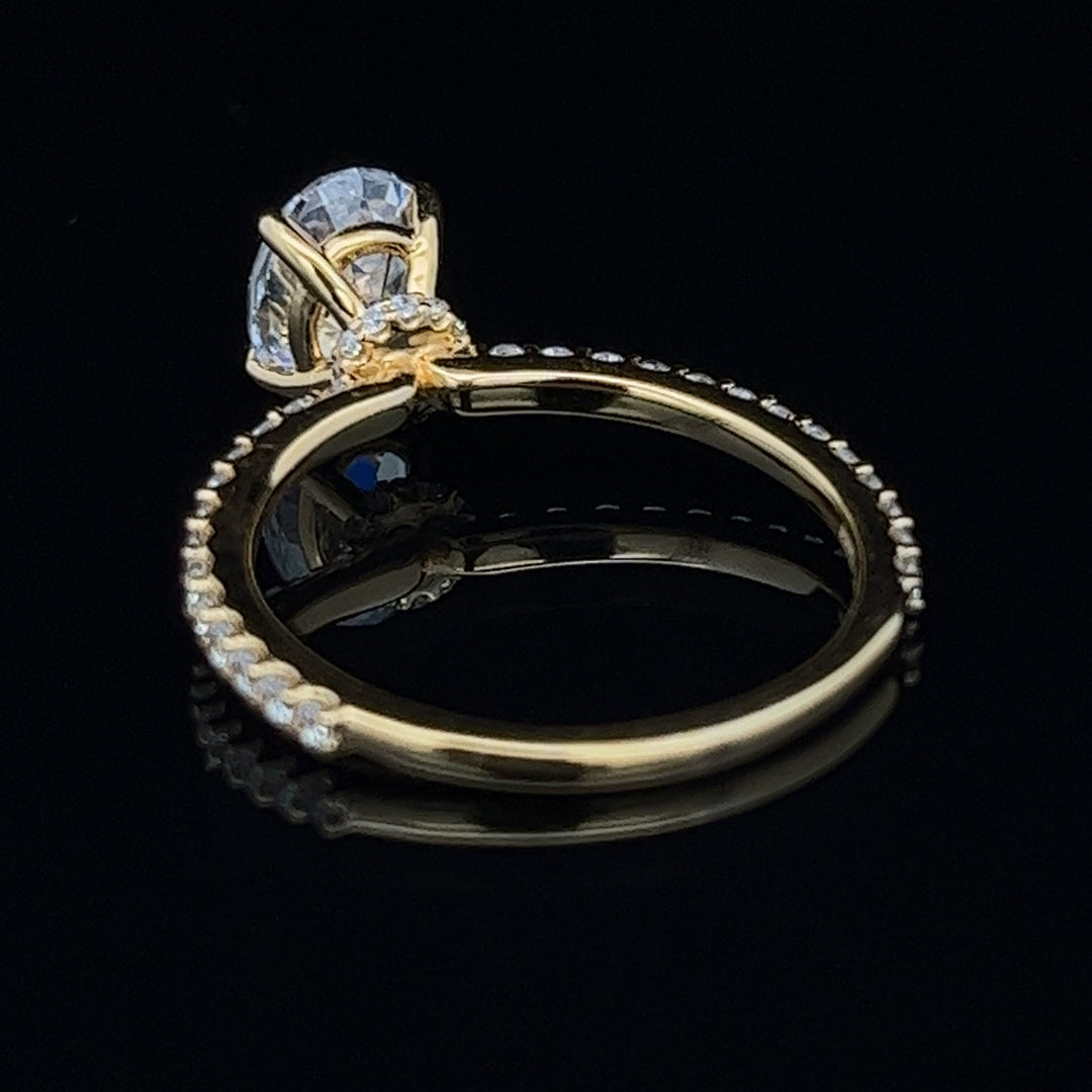 1 1/2 ctw oval diamond engagement ring with pave accents & hidden collar - workshopunderground.com