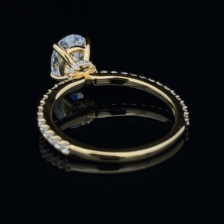 1 1/2 ctw oval diamond engagement ring with pave accents & hidden collar - workshopunderground.com