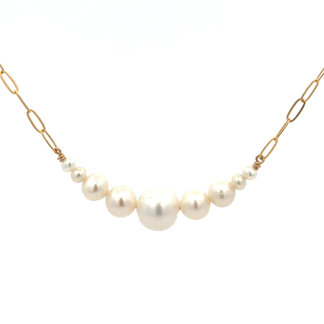 bold graduated pearl bar necklace