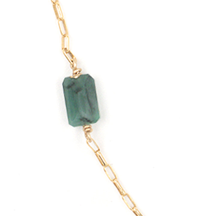 emerald 3-stone baguette necklace