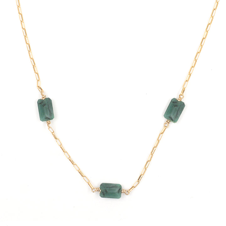 emerald 3-stone baguette necklace