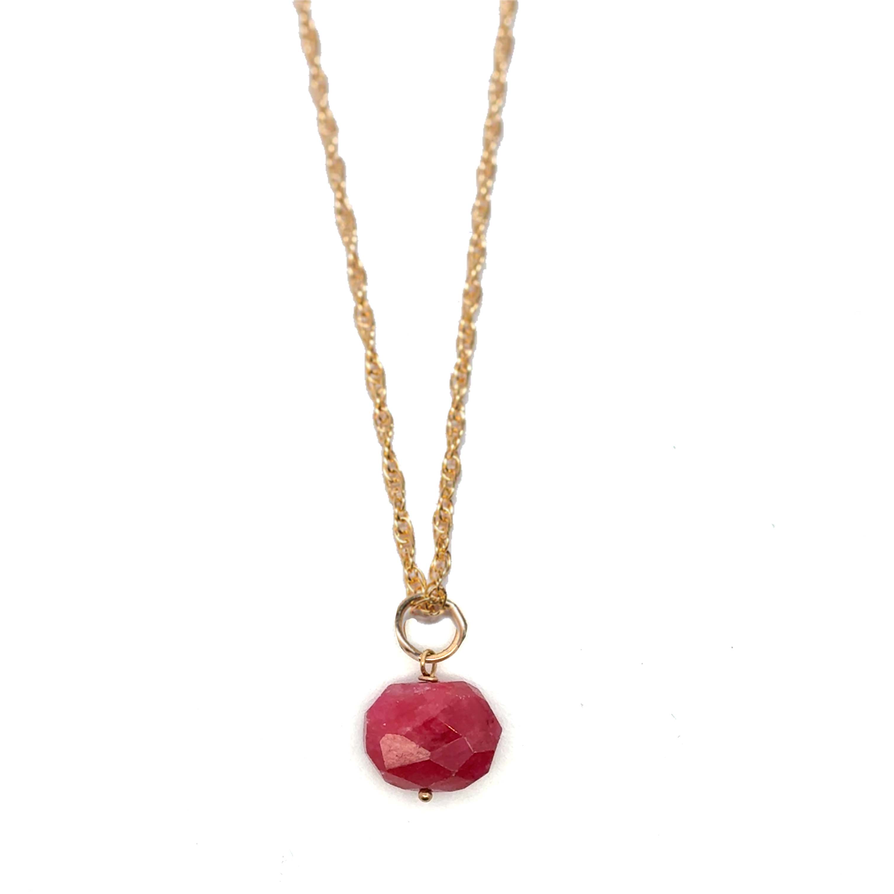 natural ruby east-west barrel on rope chain