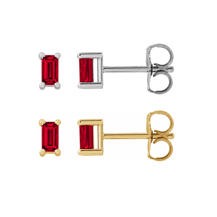 14K gold straight baguette single stud earring by Workshop Underground