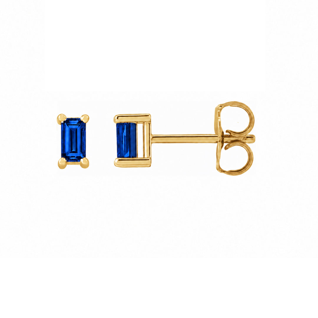 14K gold straight baguette single stud earring by workshopunderground.com
