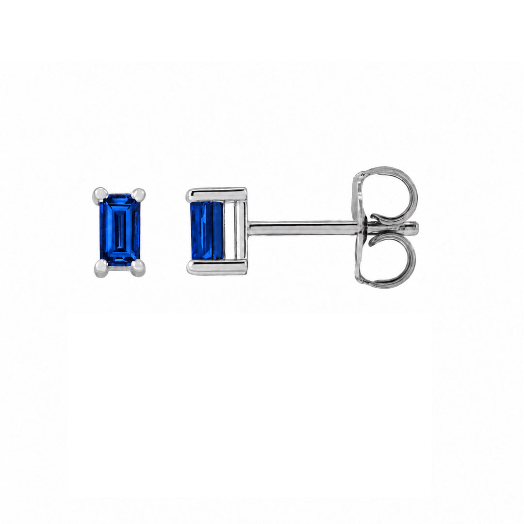 14K gold straight baguette single stud earring by workshopunderground.com