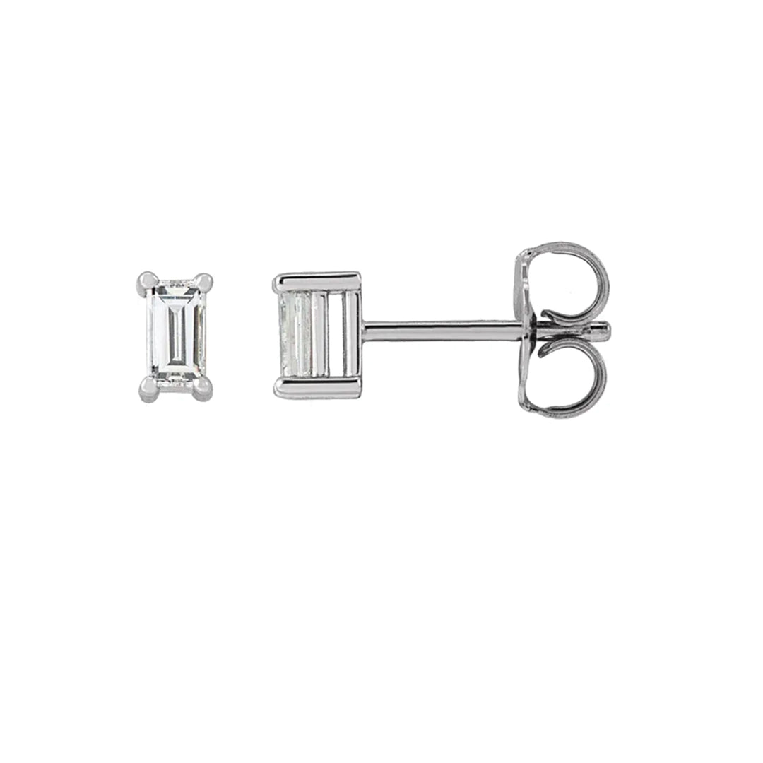 14K gold straight baguette single stud earring by Workshop Underground