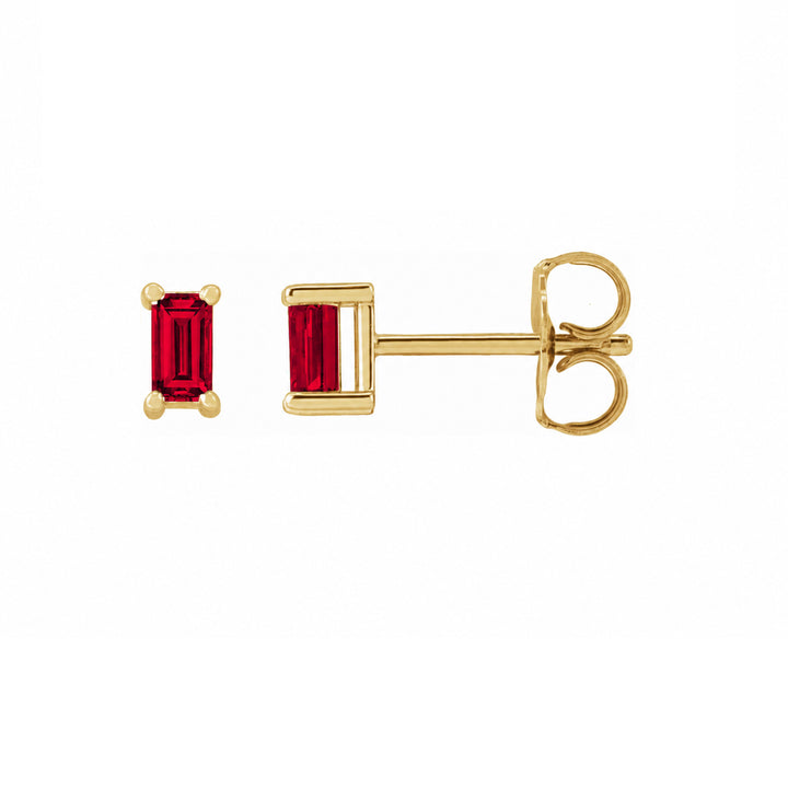 14K gold straight baguette single stud earring by Workshop Underground
