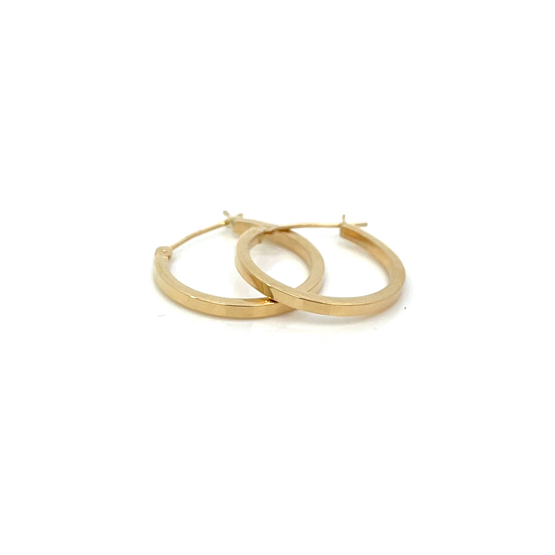14K YG Flat Edge Round Hoops, medium