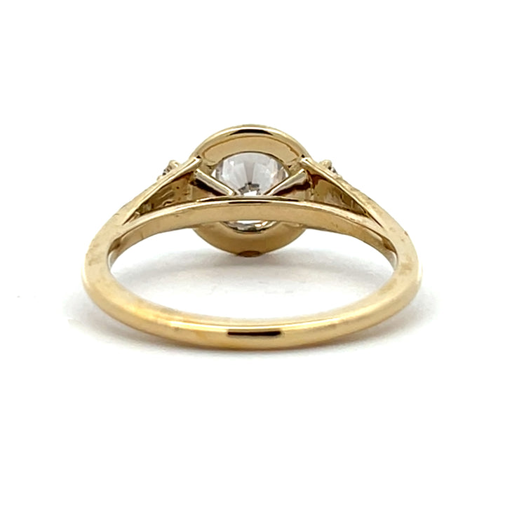 1 ct round diamond milgrain bezel engagement ring