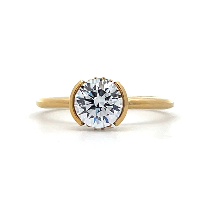 1 ctw round diamond hidden halo half bezel engagement ring