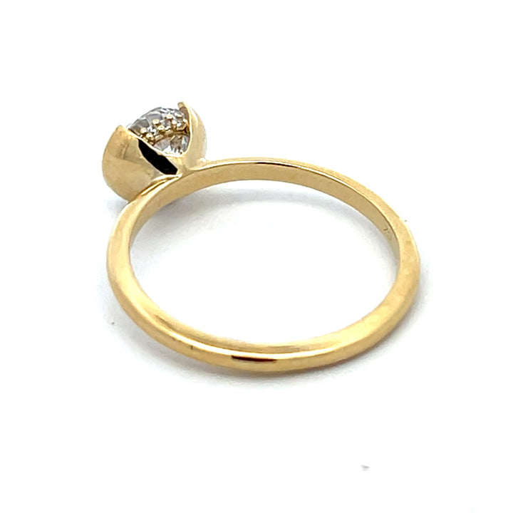1 ctw round diamond hidden halo half bezel engagement ring
