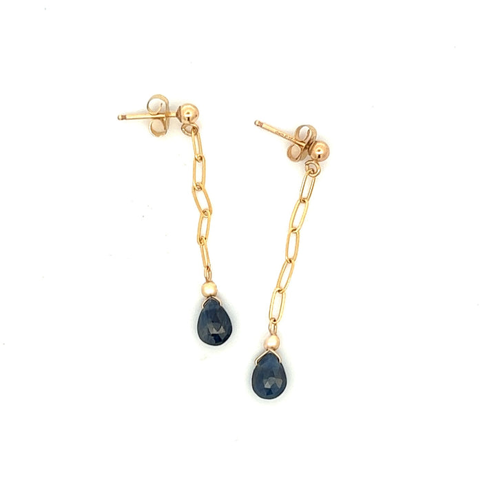 silk road - sapphire chain drop earrings - workshopunderground.com
