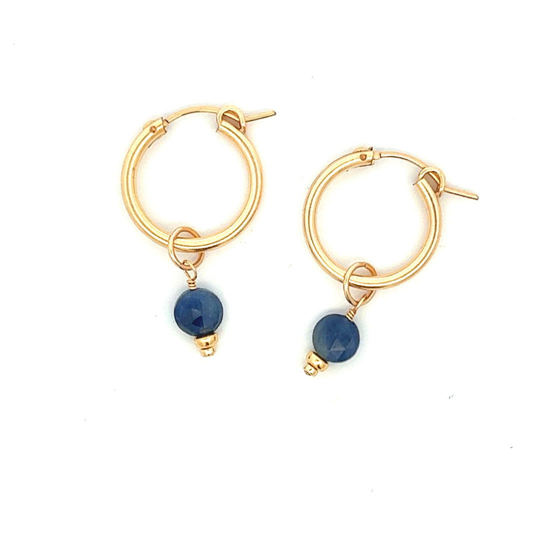 silk road - sapphire coin charm hoop earrings - workshopunderground.com