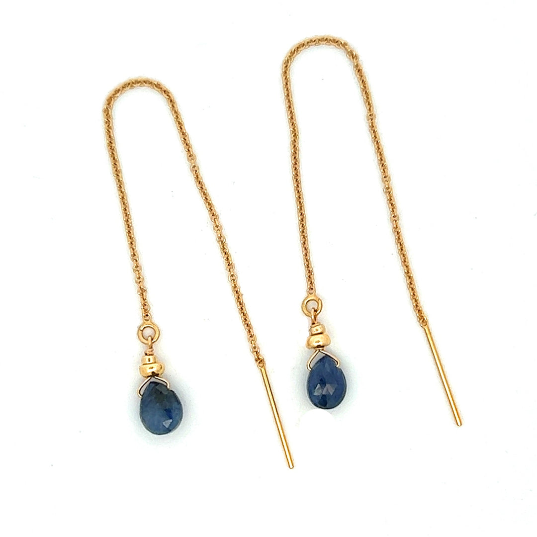 silk road - sapphire threader earrings - workshopunderground.com